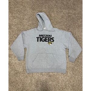 Vintage Russell University of Mizzou Tigers Hoodie Sweatshirt Gray Men Size XL